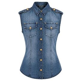 Camisa sin mangas de denim Balmain azul Azul