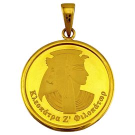 Autre Marque 24K Gold Anhänger Top Coin Cleopatra & Bastet Golden