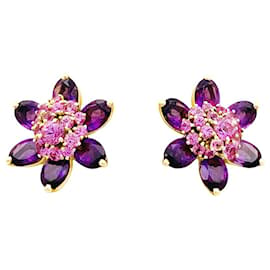 Van Cleef & Arpels Earrings, "Hawaiian Flowers", yellow gold, amethyst, pink sapphires. Other