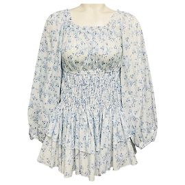 Autre Marque Robe Mini Sage à Fleurs Aquarelle Bleue Caroline Constas Bleu