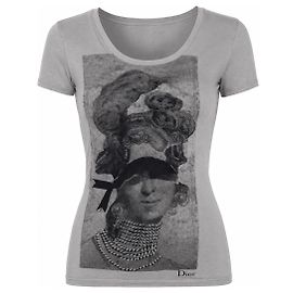 Camiseta Christian Dior com estampa gráfica cinza de seda e viscose Cinza