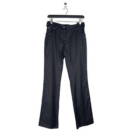 Pantalon Biker Bondage Bootcut Enduit Dior par Galliano SS03 Noir