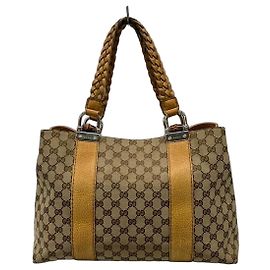 Uma bela e bem conservada Tote Gucci da série de bambu. Prata Bege