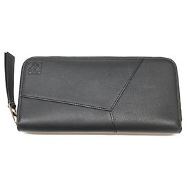 Portafoglio con zip Loewe Classic Calf Puzzle Nero