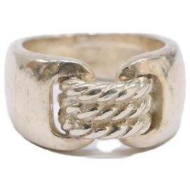 Hermès HERMES Hermes Chlorois Band Ring Silvery
