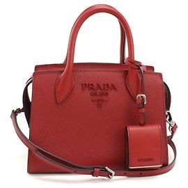 Prada Red Saffiano Leather Handbag Red