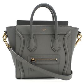 Céline Bolsa tote em couro cinza Celine Marrom