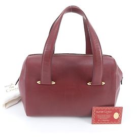 Cartier Must Line Leather Handbag Mini Boston Tote Bag Dark red