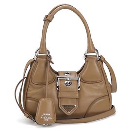 Prada Brown Nappa Leather Handbag Brown