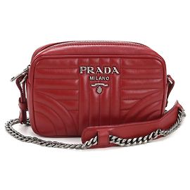 Borsa a tracolla in pelle rossa Prada Rosso