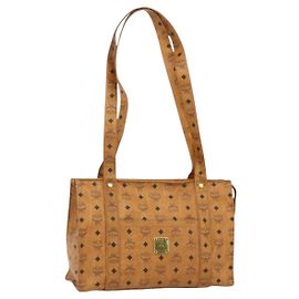 Sac fourre-tout Vicetos Logogram MCM en cuir PVC marron doré Auth BA12272 Marron Doré