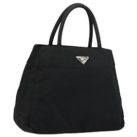 PRADA Borsa a mano in nylon nero argento Auth bs34479 Nero Argento