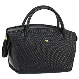 BALLY Sac à main matelassé en cuir noir et or Auth bs34746 Noir Doré