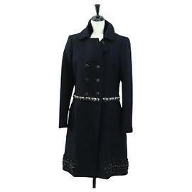 Abrigo Prada de lana negro Auth YKZ1434A Negro