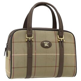 Sac à main Burberrys Nova Check en toile et cuir beige doré Auth ka4067 Beige Doré