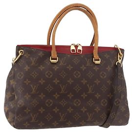 LOUIS VUITTON Monogram Pallas MM Handtasche 2way Rot M41175 LV Auth BA12249A Rot Monogramm