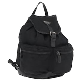 PRADA Backpack Nylon Black Silver Auth 176629 Black Silvery