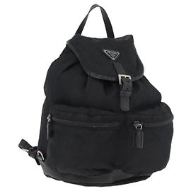 PRADA Rucksack aus schwarzem Nylon mit Silber authentisch 176629 Schwarz Silber