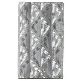 DIOR - Diamonds Dior Monogrammed Gray Coated Canvas Card Holder Grey