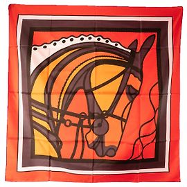 HERMÈS - Lenço Duplo Face de 90 cm Robe do Soir Pop Hermès em Seda Multicolorida Multicor