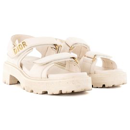 DIOR - Sandálias Dioract em couro liso bege (T38) Bege