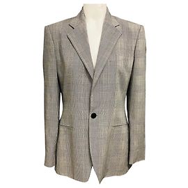 Blazer Classico a Un Bottone in Houndstooth Nero / Bianco / Blu di Ralph Lauren Black Label Multicolore