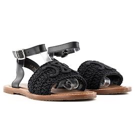 Céline CELINE - Sandali Lympia Celine in tela e pelle nera (T38) Nero
