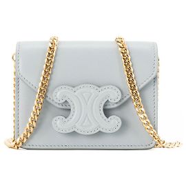 Céline CELINE - Borsa a tracolla Mini Triomphe Celine in pelle liscia blu chiaro Blu