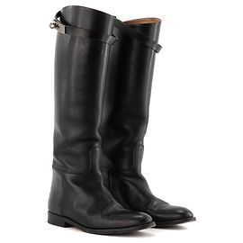 HERMÈS - Jumping Hermès Smooth Black Leather Boots (Size 36) Black