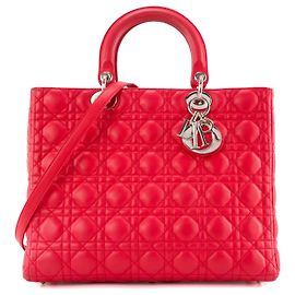 DIOR - Bolsa Lady Dior large em couro cannage rosa Rosa