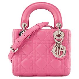 DIOR - Borsa a tracolla Lady Dior mini in pelle cannage rosa Rosa