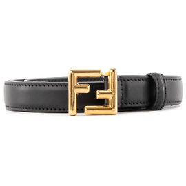 FENDI - Cinturón FF Fendi de cuero negro (T85) Negro