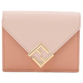 FENDI - Carteira FF Diamonds Fendi em Couro Rosa Rosa