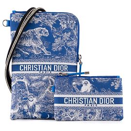 DIOR - Borsa a Spalla Dior in Toile de Jouy Blu Blu
