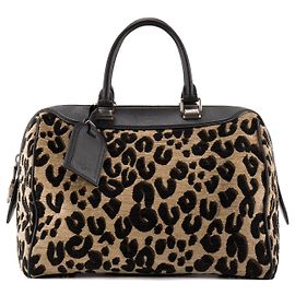 LOUIS VUITTON - Sac à main Speedy 30 Louis Vuitton x Stephen Sprouse en velours léopard édition limitée Noir