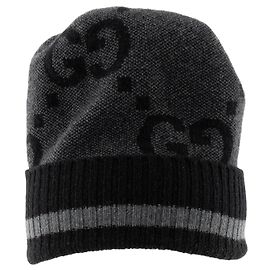 GUCCI - Boné GG Gucci em lã cinza e preto (M) Cinza