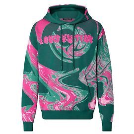 LOUIS VUITTON - Moletom com capuz Louis Vuitton em rosa e verde (XL) Verde