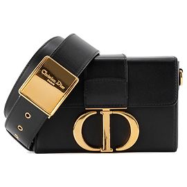 DIOR - Bolsa de Ombro 30 Montaigne Box Mini em Couro Liso Preto Preto