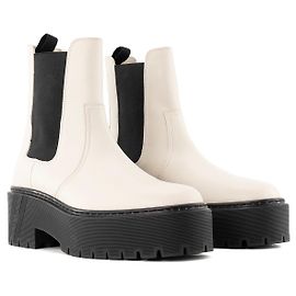 HERMÈS - Harrow Stiefeletten aus glattem Ecru-Leder (Größe 37,5) Beige
