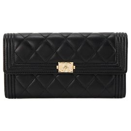 CHANEL - Boy Chanel Long Wallet in Smooth Black Leather Black