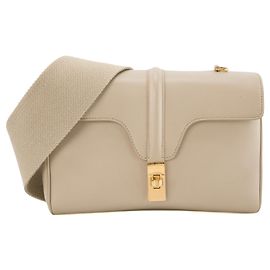 Céline CELINE - Bolsa de Ombro 16 Celine em Couro Bege Cinza