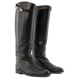 HERMÈS - Hermès Jumping Boots in Smooth Black Leather (Size 37) Black