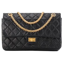 CHANEL - Borsa a tracolla 2.55 Chanel in pelle rugosa nera Nero