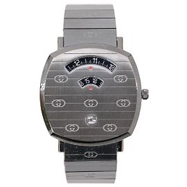 GUCCI - Relógio Grip Gucci com mostrador de aço com padrão GG Cinza