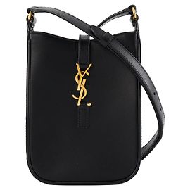 SAINT LAURENT - Borsa a Spalla Verticale 5 a 7 in Pelle Nera Nero