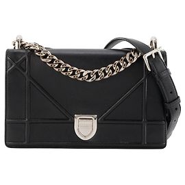 DIOR - Diorama Shoulder Bag in Black Smooth Leather Black