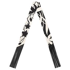HERMÈS - Twilly Bouquet Final Abeille Hermès in seta beige e pelle nera Nero