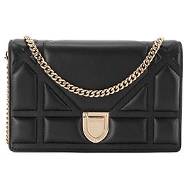 DIOR - Borsa a Spalla Diorama in Pelle Nera Liscia Nero