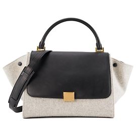 Céline CELINE - Sac à épaule Trapeze MM Celine en feutrine grise et cuir noir Noir