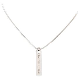 DIOR - Vintage Christian Dior Silver Metal Necklace Metallic